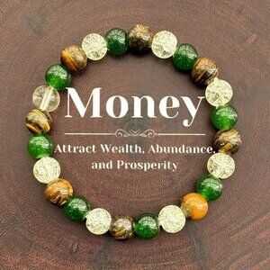 Vintage Boho Prosperity and Abundance Tiger Eye Gemstone Bracelet (SKU #0354)